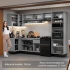 Armário De Cozinha Completa De Canto Suspenso 385cm Cinza Nic