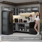 Armário De Cozinha Completa De Canto Suspenso 405cm Cinza Nic