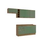 Armário De Cozinha Completa Garrafeiro 100% Mdf 260cm Nogueir