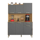 Armário De Cozinha Completa Genova 6 Portas 1 Gaveta Freijó /