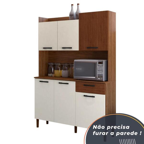 Armário De Cozinha Completa Genova Nogueira / Off White