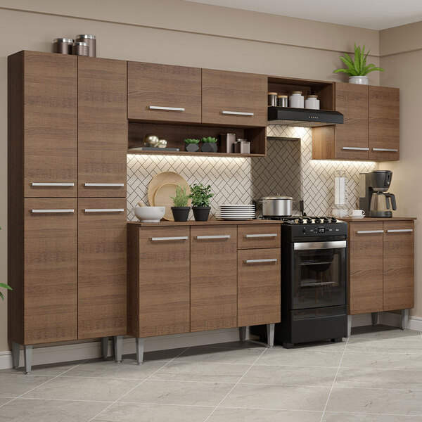 Armário De Cozinha Completa Madesa Emilly 293001 Com Balcão E