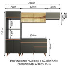 Armário De Cozinha Completa Madesa Reims 260001 Com Balcão E