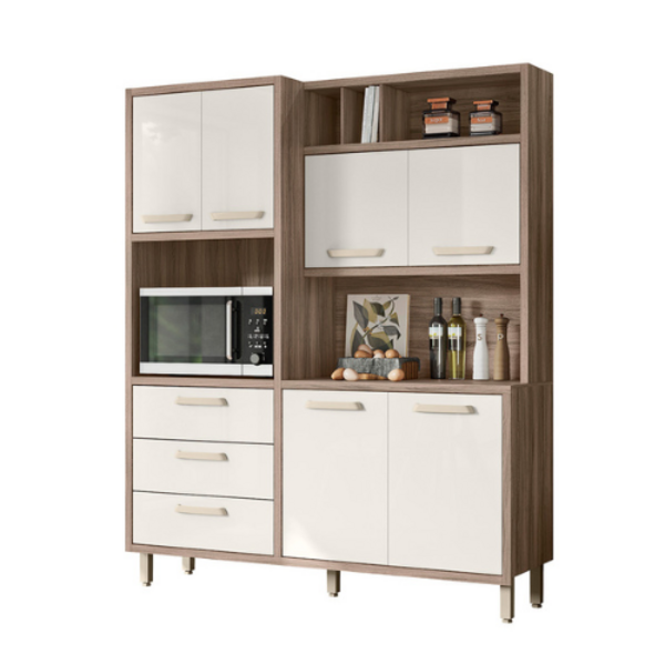 Armário De Cozinha Completa Moana 160 Cm Carvalho Nature E Of