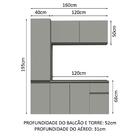 Armário De Cozinha Completa Suspenso 160cm Cinza Nice Madesa