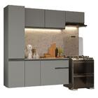 Armário De Cozinha Completa Suspenso 220cm Cinza Nice Madesa