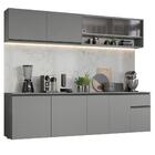 Armário De Cozinha Completa Suspenso 240cm Cinza Nice Madesa