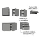 Armário De Cozinha Completa Suspenso 260cm Cinza Nice Madesa