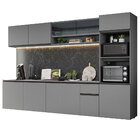Armário De Cozinha Completa Suspenso 300cm Cinza Nice Madesa
