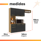 Armário De Cozinha Completa Suspenso Com Balcão 6 Portas 1 Ga