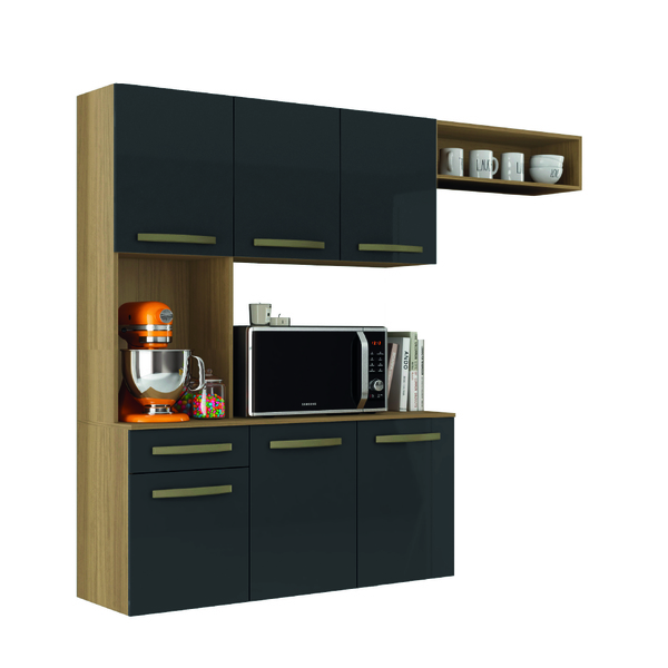 Armário De Cozinha Completa Suspenso Com Balcão 6 Portas 1 Ga