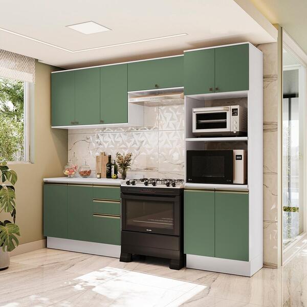 Armário De Cozinha Completa Torre Quente 100% Mdf 270cm Branc