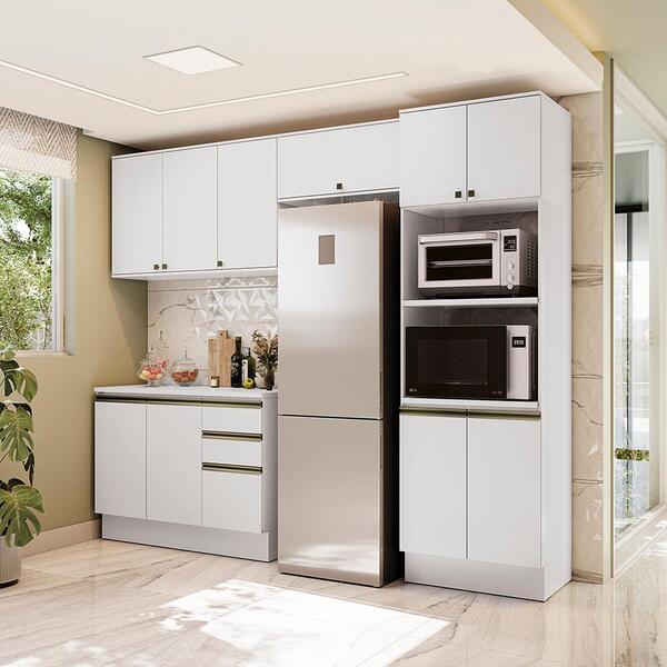 Armário De Cozinha Completa Torre Quente 100% Mdf 270cm Branc