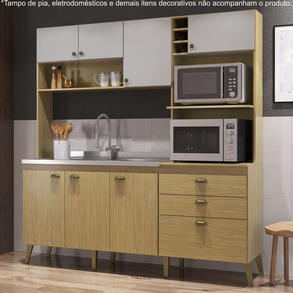 Armário De Cozinha Completo 1 86m Espaço Para 2 Fornos Donna