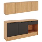 Armário De Cozinha Conjunto 2 Peças Com Balcão Gabinete 190cm