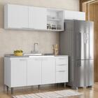 Armário De Cozinha Cp03 Com Pia 150cm Pérola Z34 Branco     -