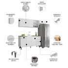 Armário De Cozinha Cp03 Com Pia 150cm Pérola Z34 Branco     -