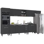 Armário De Cozinha Cp06 Com Pia 150cm Pérola Z34 Preto      -