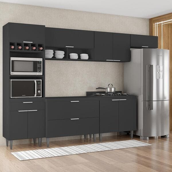 Armário De Cozinha Cp06 Para Pia 100cm Pérola Z34 Preto