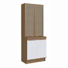 Armário De Cozinha Cristaleira Com Tela Palinha 80cm 4 Portas