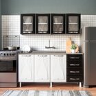 Armário De Cozinha De Aço 2 Peças Com Vidro E Balcão Para Pia