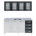 Armário De Cozinha De Aço 2 Peças Com Vidro E Balcão Para Pia