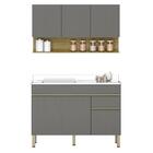 Armário De Cozinha E Balcão Com Pia 120cm Lina Z06 Gris/freij