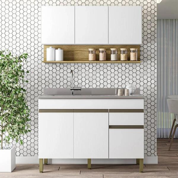 Armário De Cozinha E Balcão Com Pia 150cm Lina Z06 Supremo/fr