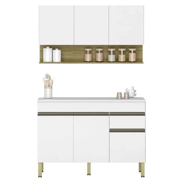 Armário De Cozinha E Balcão Com Tampo 120cm Lina Z06 Supremo/