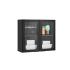 Armário De Cozinha Em Aço 2 Portas De Vidro 80cm Dobradiças S