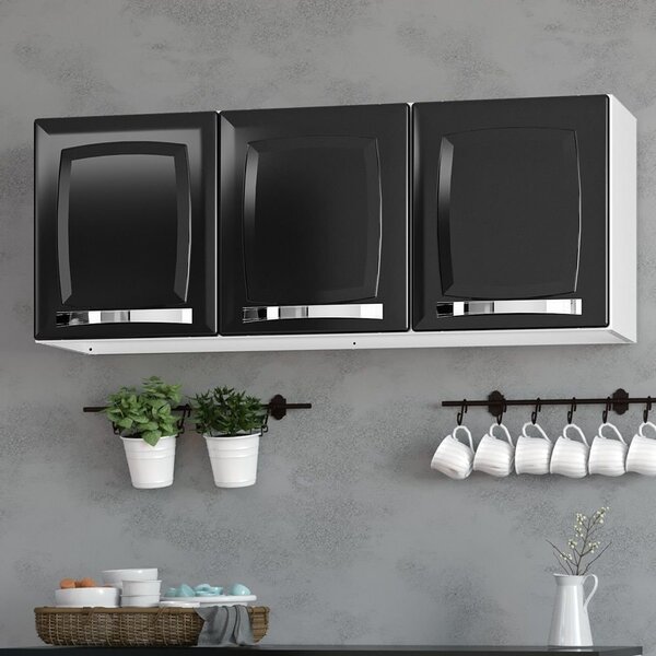Armário De Cozinha Em Aço 3 Portas 105cm Rose Itatiaia  Preto