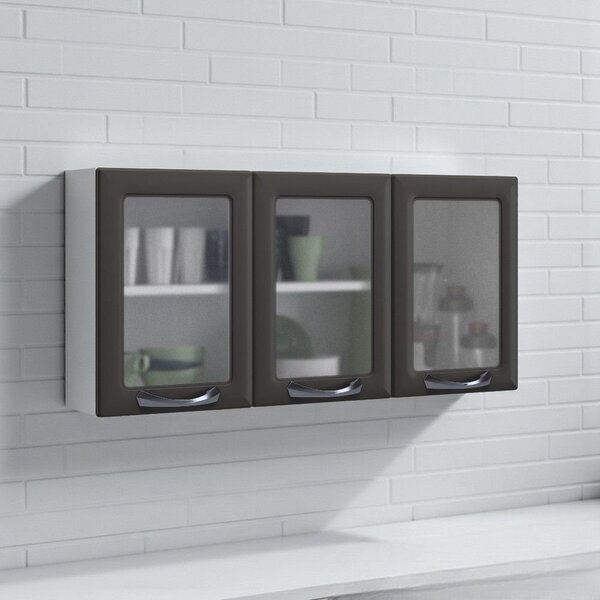 Armário De Cozinha Em Aço 3 Portas 120cm Com Vidro New Premiu