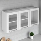 Armário De Cozinha Em Aço 3 Portas Com Vidro 120cm Dobradiças