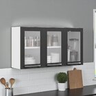 Armário De Cozinha Em Aço 3 Portas De Vidro 105cm Florença It