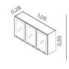 Armário De Cozinha Em Aço 3 Portas De Vidro 105cm Florença It