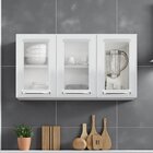 Armário De Cozinha Em Aço 3 Portas De Vidro 105cm Luce Itatia