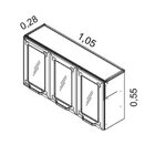 Armário De Cozinha Em Aço 3 Portas De Vidro 105cm Luce Itatia