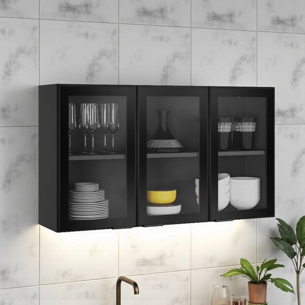 Armário De Cozinha Em Aço 3 Portas De Vidro 120cm Dobradiças