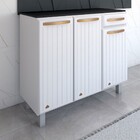 Armário De Cozinha Em Aço Steel Com Tampo 3 Portas 1 Gaveta B