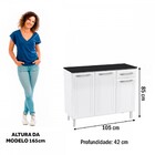 Armário De Cozinha Em Aço Topázio 3 Portas 1 Gaveta Branco -