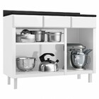 Armário De Cozinha Em Aço Topázio 3 Portas 3 Gavetas Branco -