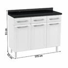 Armário De Cozinha Em Aço Topázio 3 Portas 3 Gavetas Branco -