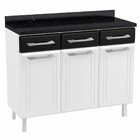 Armário De Cozinha Em Aço Topázio 3 Portas 3 Gavetas Branco/p