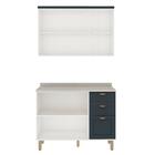 Armário De Cozinha Genialflex 2 Peças Com Tampo Branco Azul
