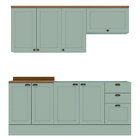 Armário De Cozinha Genialflex Iluminata 4 Peças Verde Mint