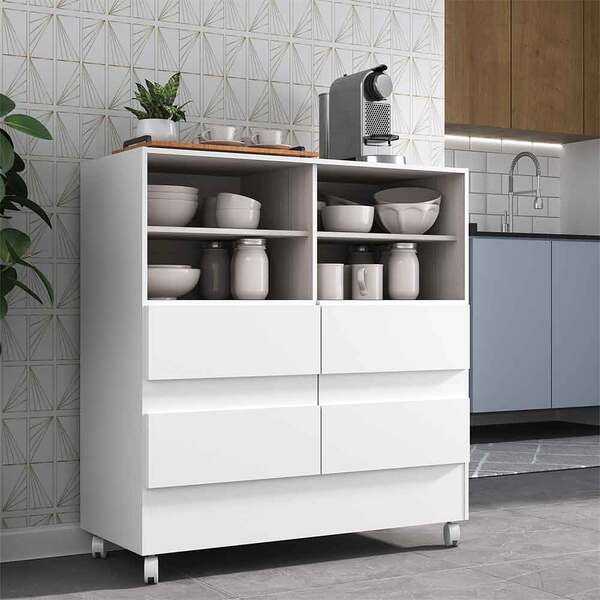 Armário De Cozinha Helena 4 Gavetas Branco - Moville