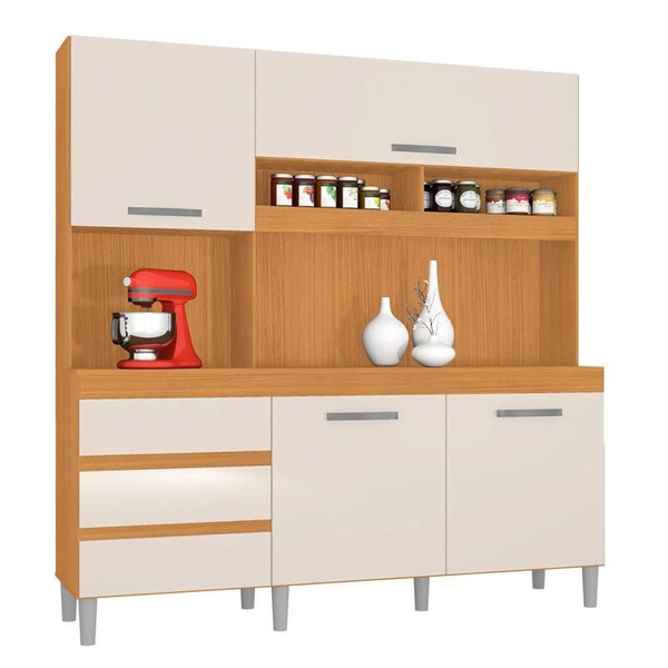 Armário De Cozinha Kit Sulivan 4 Portas Cedro Champanhe Bnn D