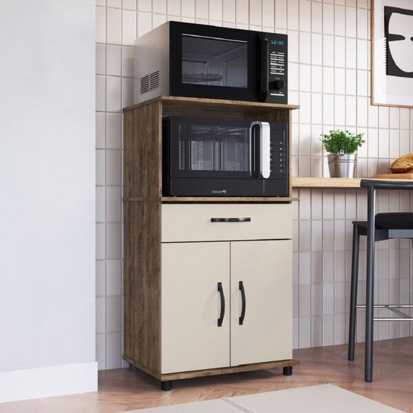 Armário De Cozinha Laura 2 Portas 1 Gaveta Itauba/off White -