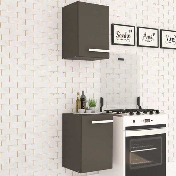 Armário De Cozinha Lucia 2 Portas Preto Fosco - Panorama Móve