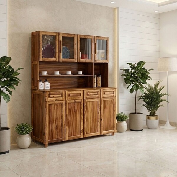 Armário De Cozinha Maranhão 8 Portas 4 Gavetas Com Vidro Ypê